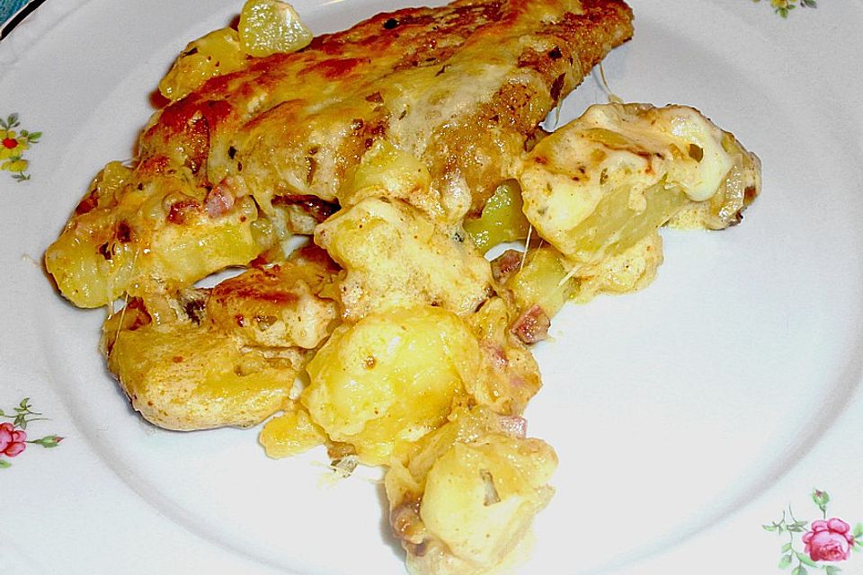 Bratkartoffelauflauf mit Schnitzel