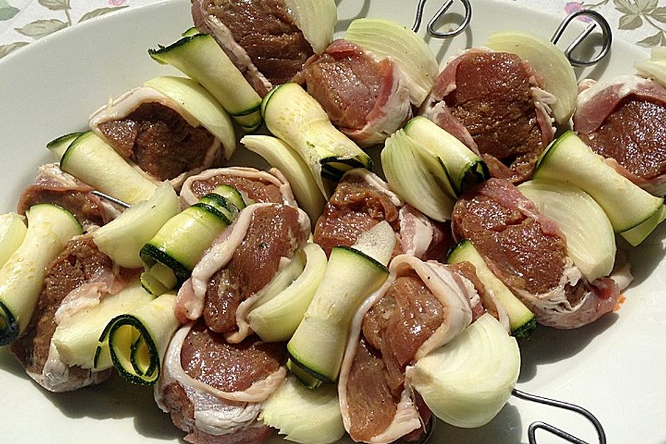 Filetspieße mit Zucchini