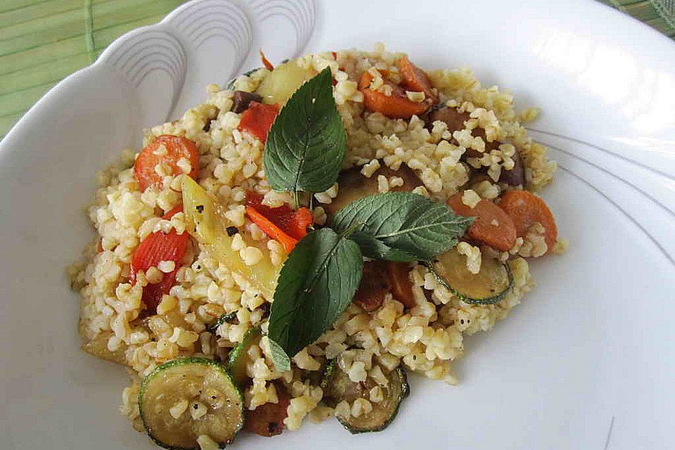 Gemüsepfanne mit Bulgur