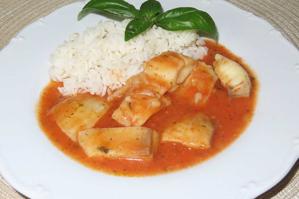 Rotbarschfilet in Tomaten - Kräutersoße