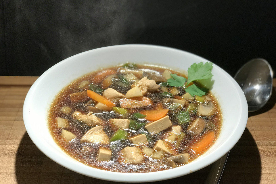 Japanische Gemüsesuppe mit Huhn