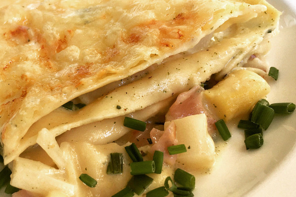 Spargel-Schinken-Lasagne