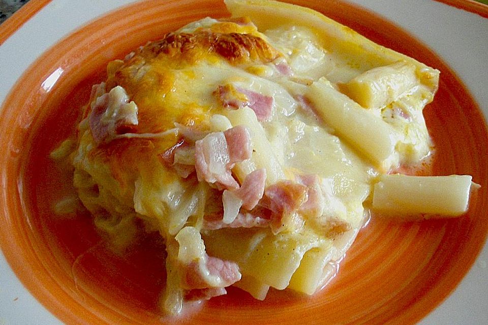 Spargel-Schinken-Lasagne