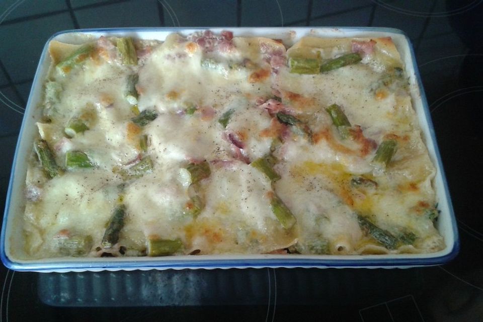 Spargel-Schinken-Lasagne