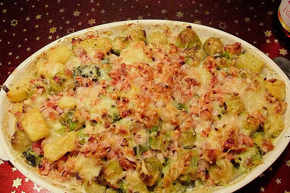 Rosenkohl - Kartoffel - Schinken - Gratin