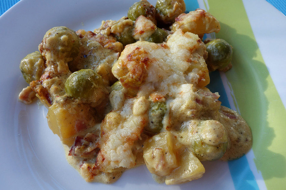 Rosenkohl - Kartoffel - Schinken - Gratin