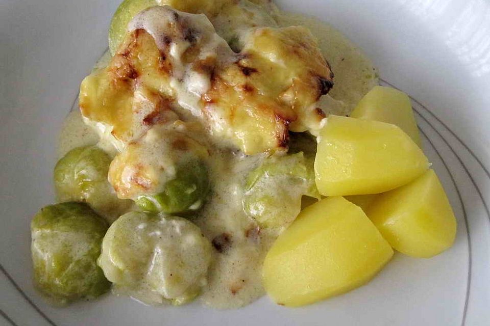 Rosenkohl - Kartoffel - Schinken - Gratin