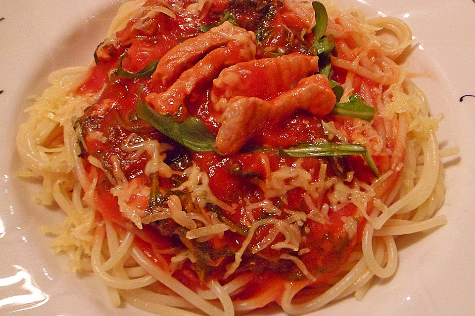 Spaghetti mit Rucola - Tomatensauce