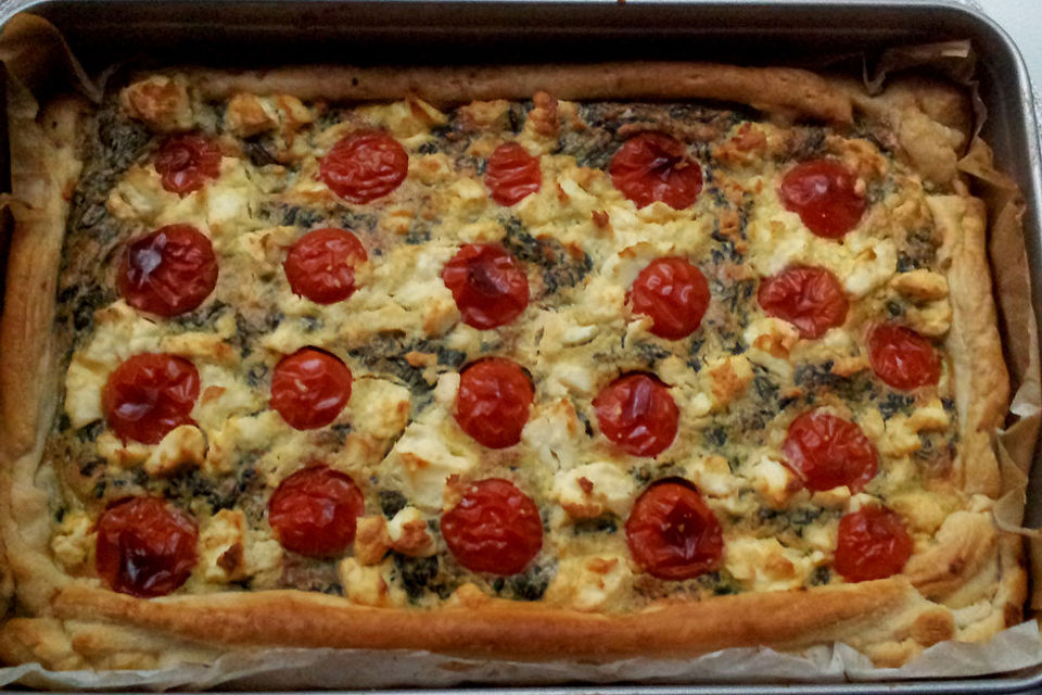 Spinat - Tomaten - Feta Kuchen