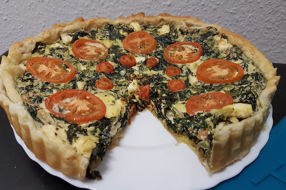 Spinat - Tomaten - Feta Kuchen