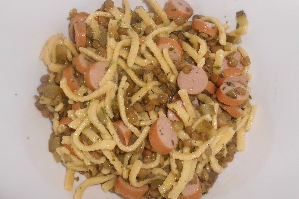 Linsensalat mit Spätzle