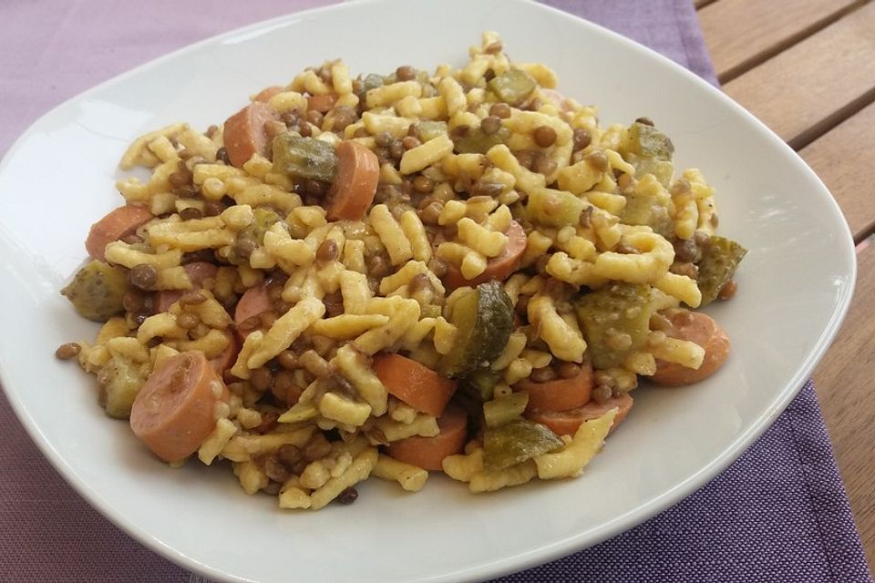 Linsensalat mit Spätzle