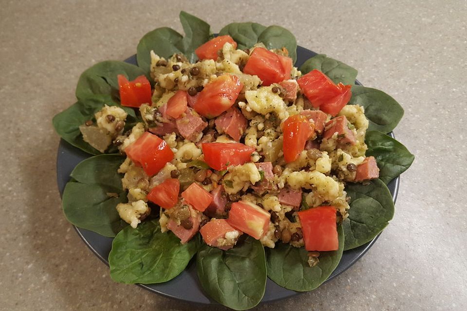 Linsensalat mit Spätzle