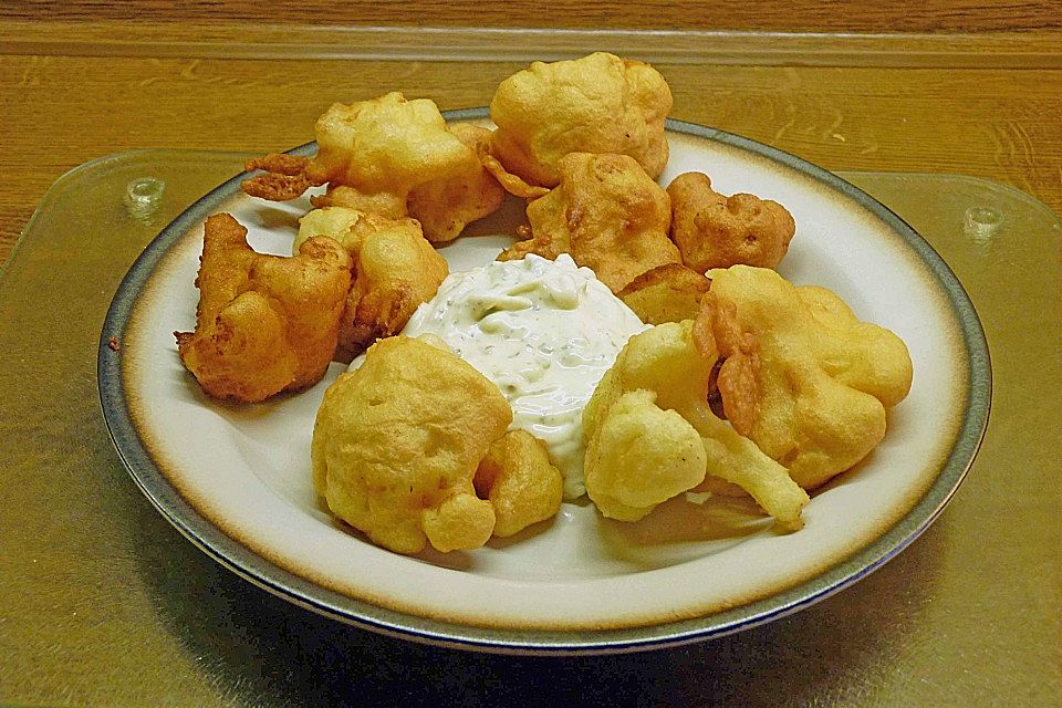 Blumenkohlröschen frittiert