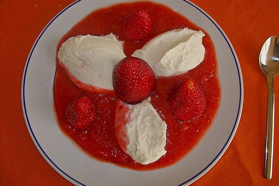 Ricotta - Mousse mit Himbeersauce