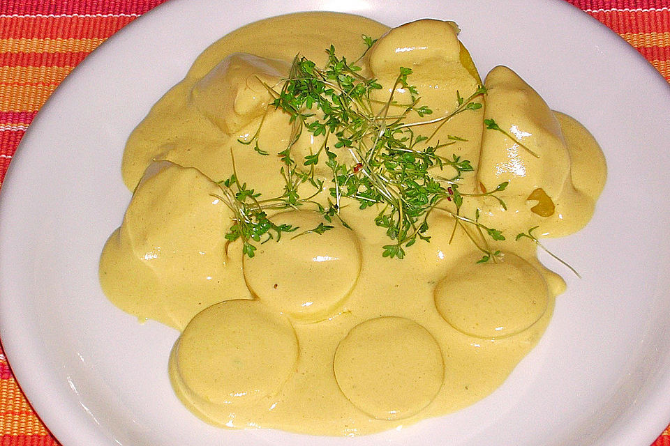 Eier in Senfsoße