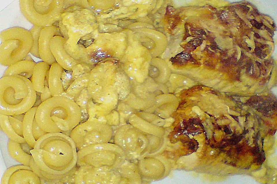 Überbackene Curry - Senf - Schnitzeltaschen