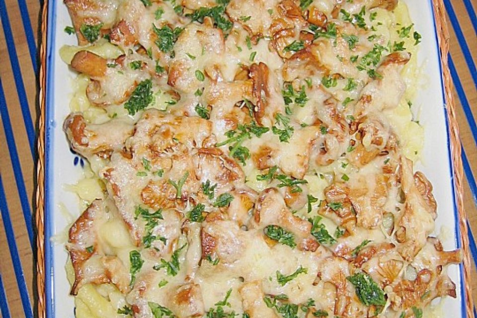 Spätzle - Gratin mit Pifferlingen