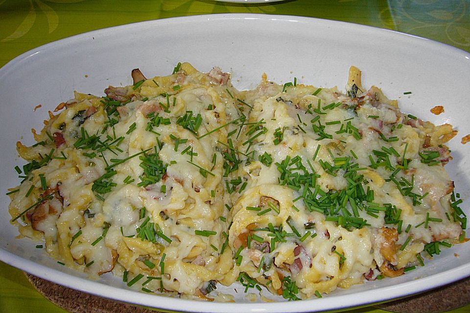 Spätzle - Gratin mit Pifferlingen