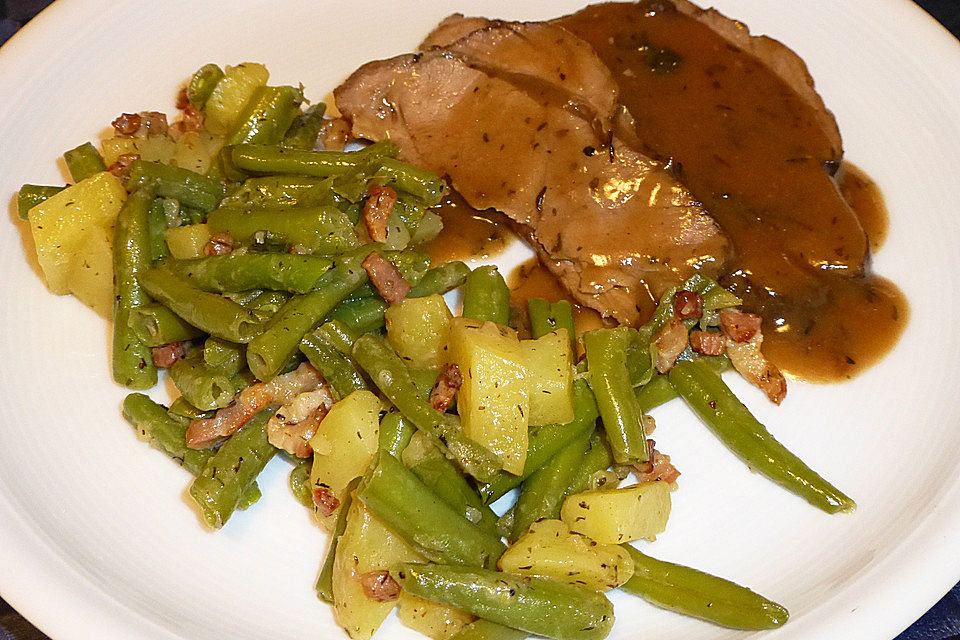 Lammbraten mit grünen Bohnen