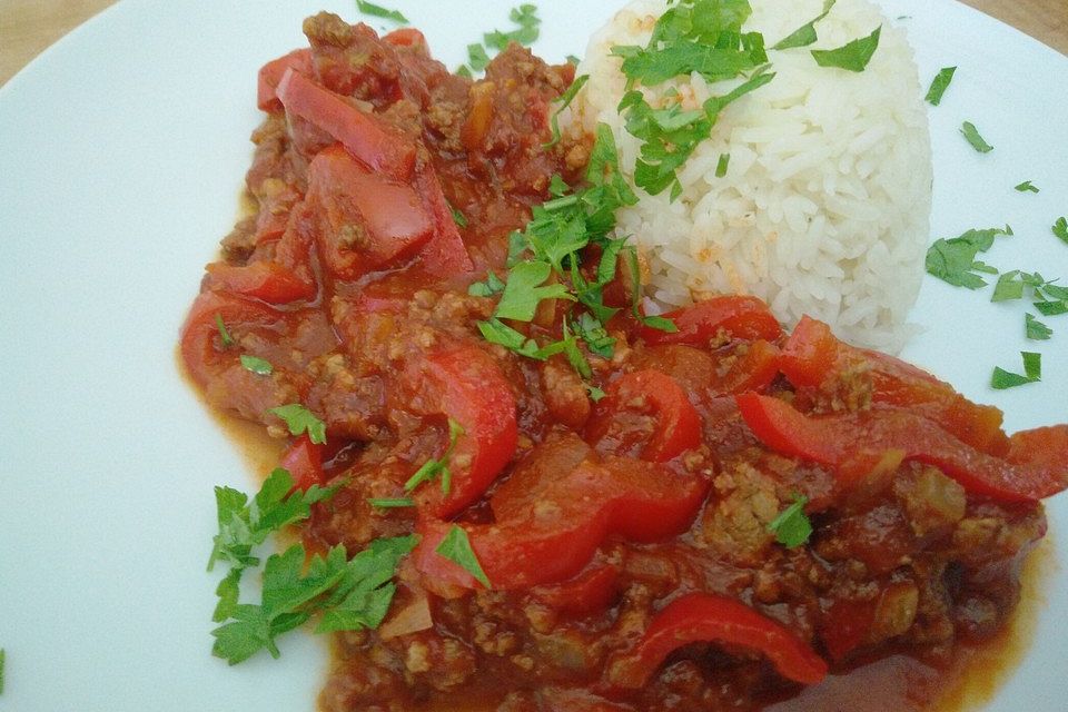 Paprika - Reis - Hackfleisch - Topf