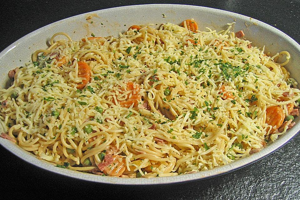 Überbackene Gemüse - Spaghetti