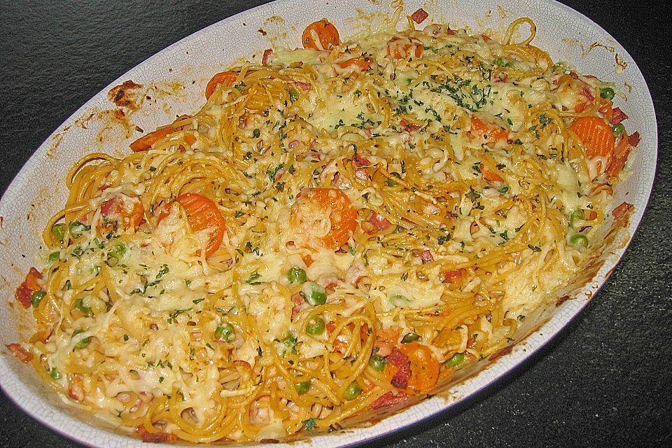 Überbackene Gemüse - Spaghetti