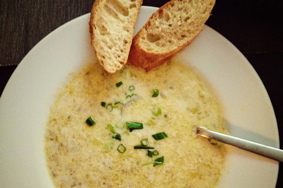 Porree-Käsesuppe mit Hack