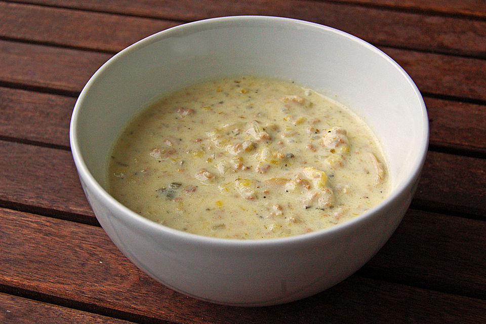 Porree-Käsesuppe mit Hack