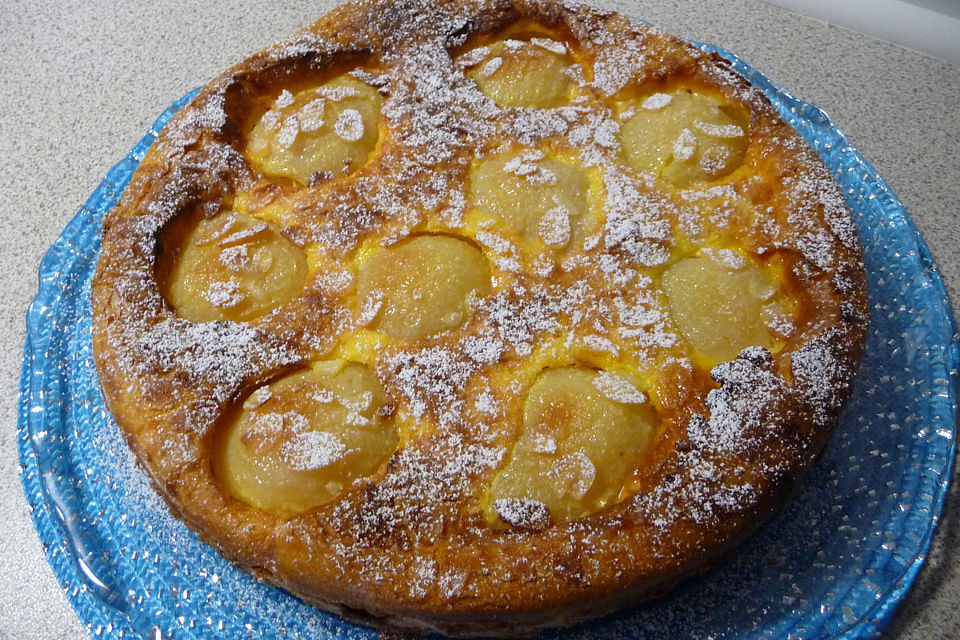 Birnenkuchen mit Vanilleguss