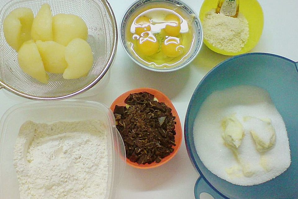 Birnenkuchen mit Schokotropfen