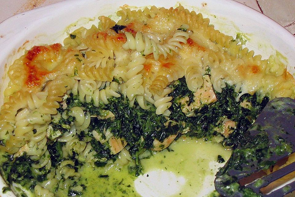 Spinatsoße mit Lachs