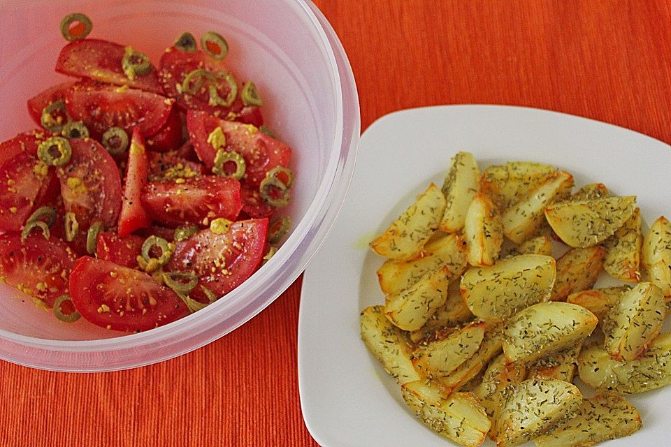 Rosmarin - Kartoffeln mit Tomatensalat