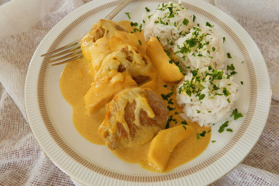 Schweinefilet & Äpfel in Currysahne