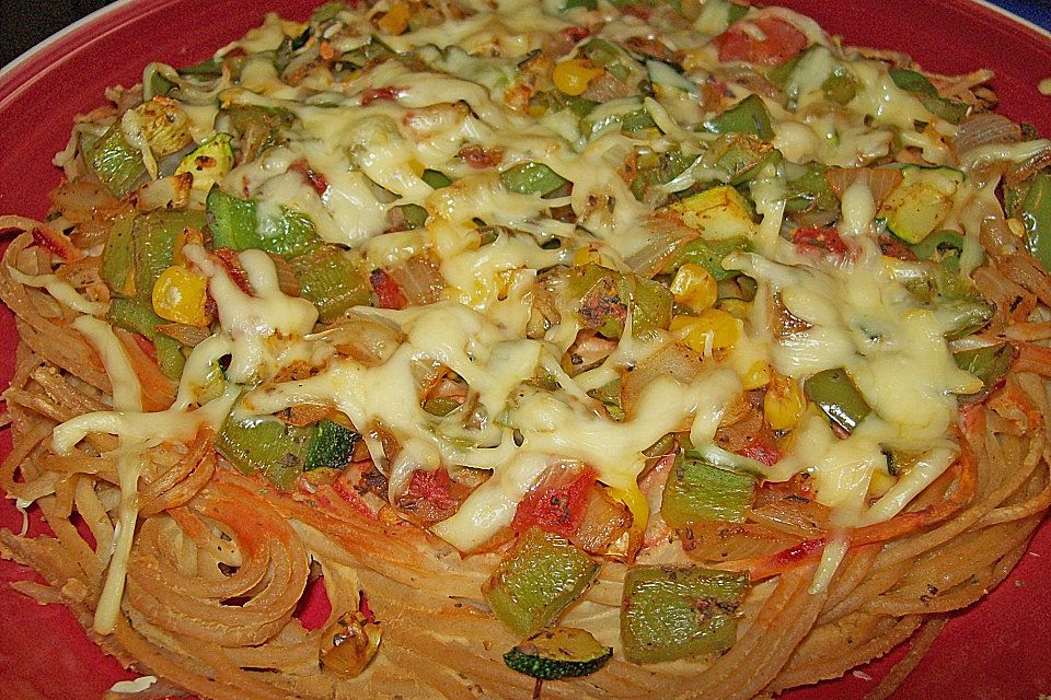 Bunte Spaghetti - Pizza