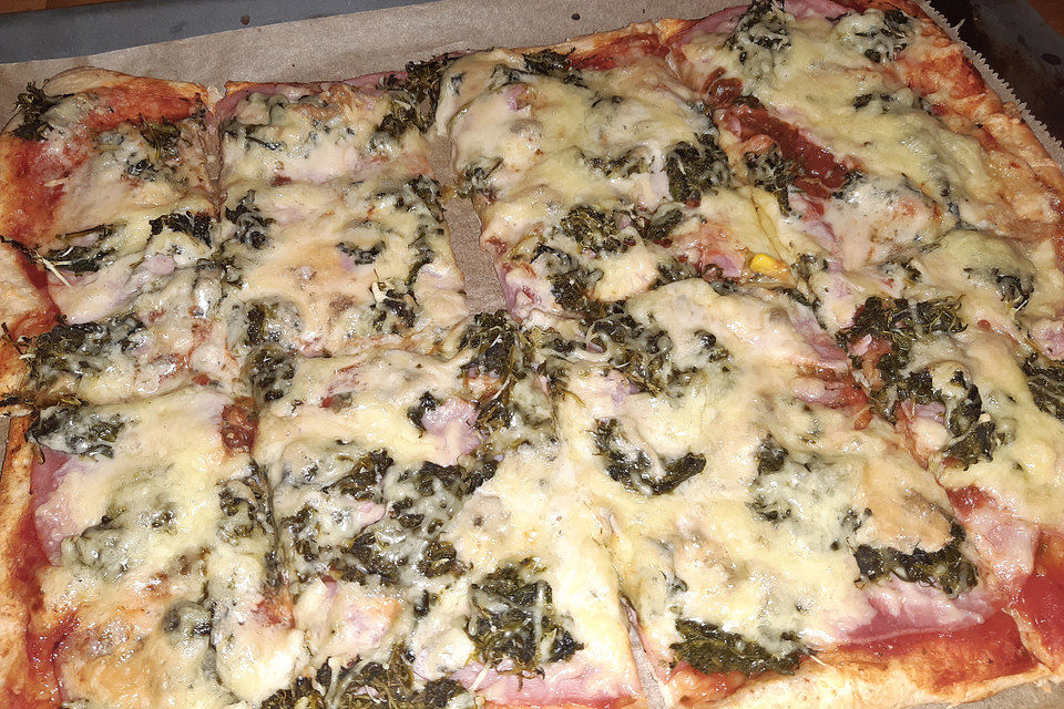 Spinat - Schinken - Pizza