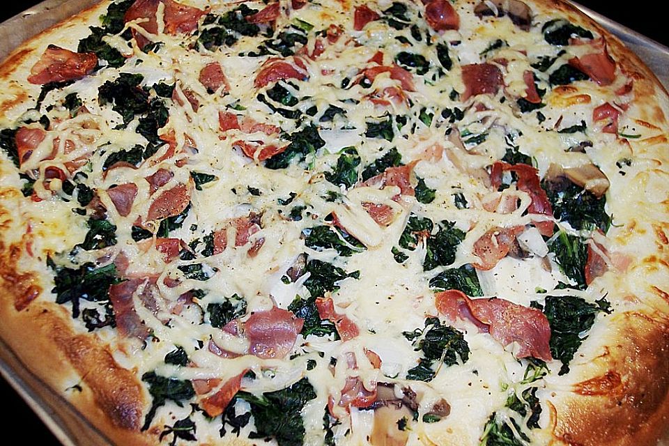 Spinat - Schinken - Pizza