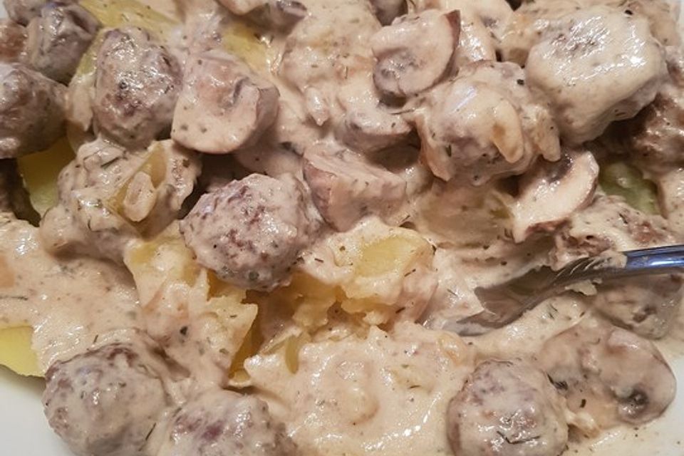 Putenpfanne mit Champignons