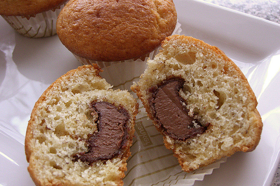 Low Fat Bananenmuffins mit  Nutellakern