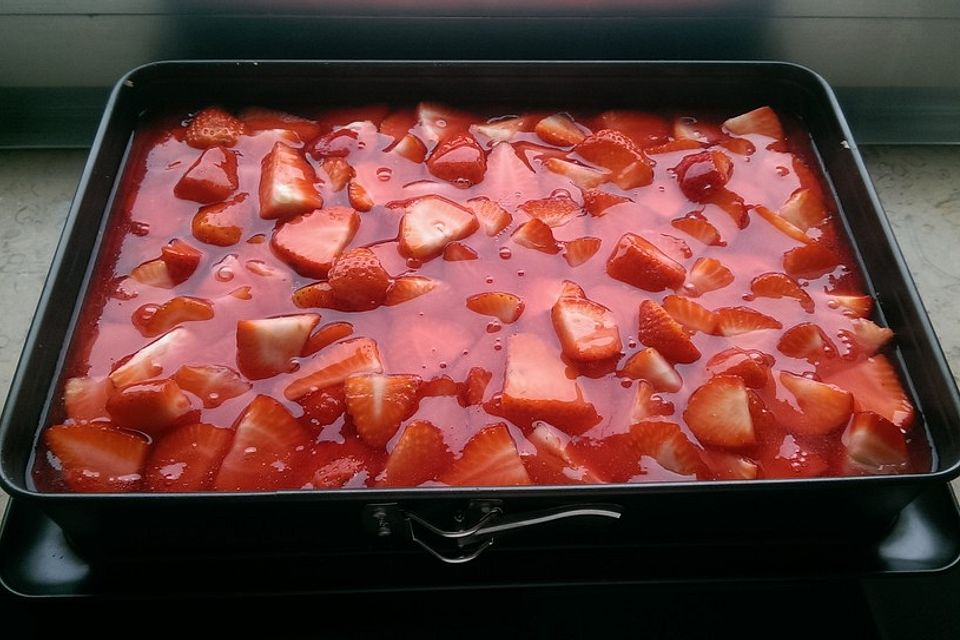 Erdbeerkuchen mit Mürbteigboden