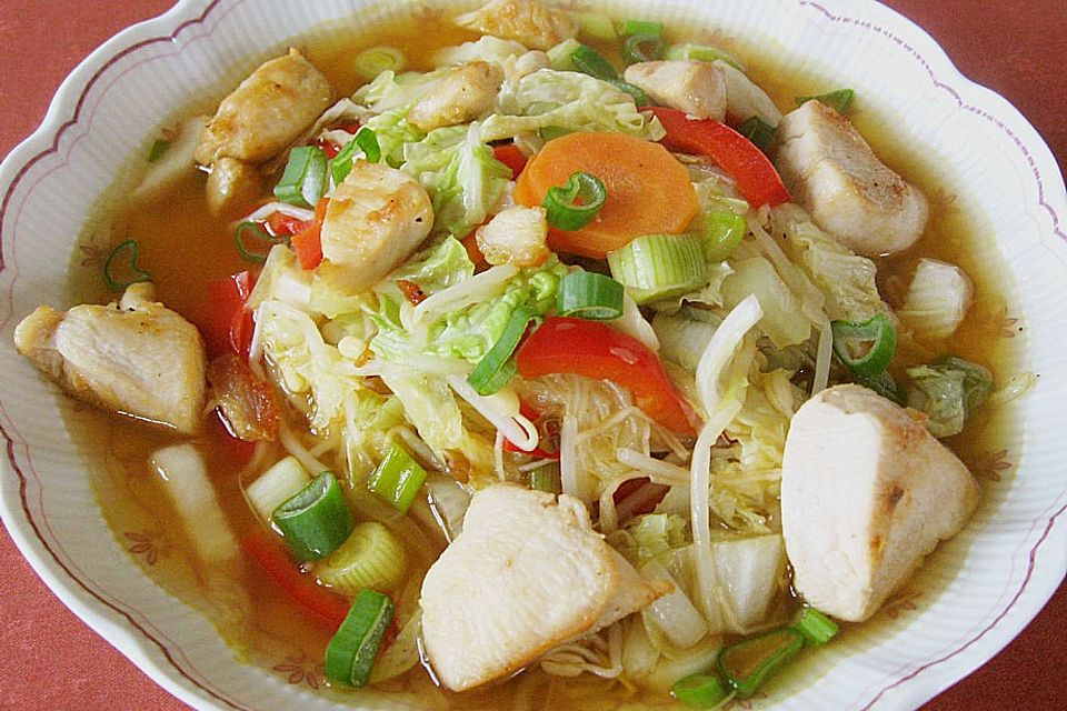 Asiatische Hühner - Gemüse - Suppe