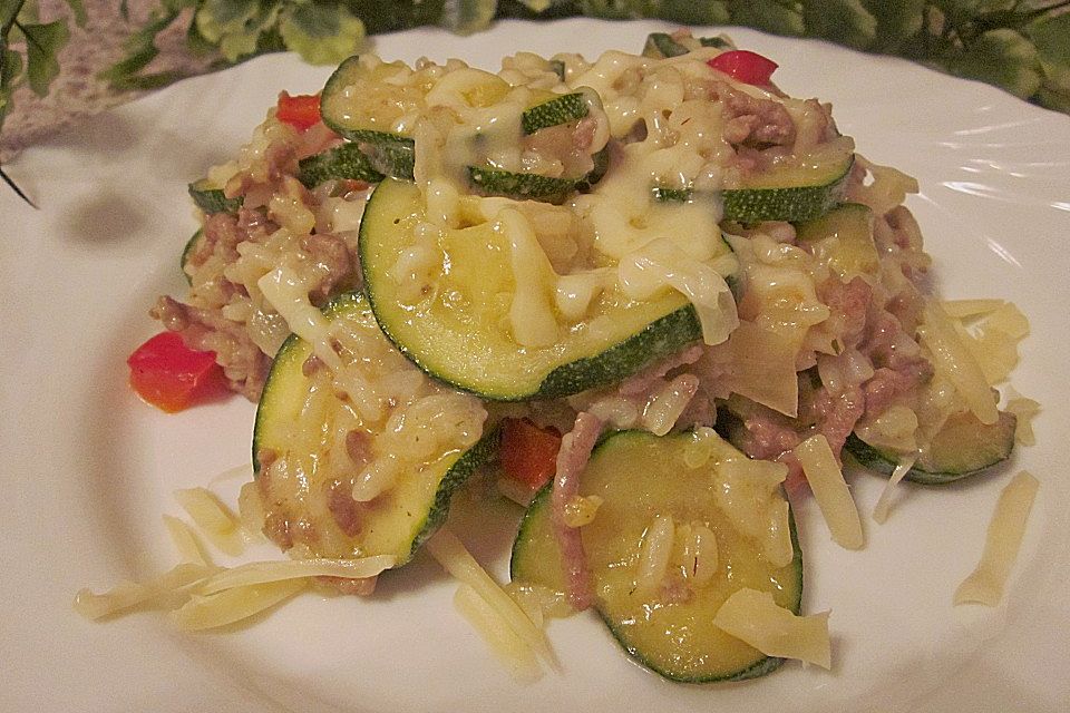 Zucchini - Reis - Hackfleisch - Pfanne