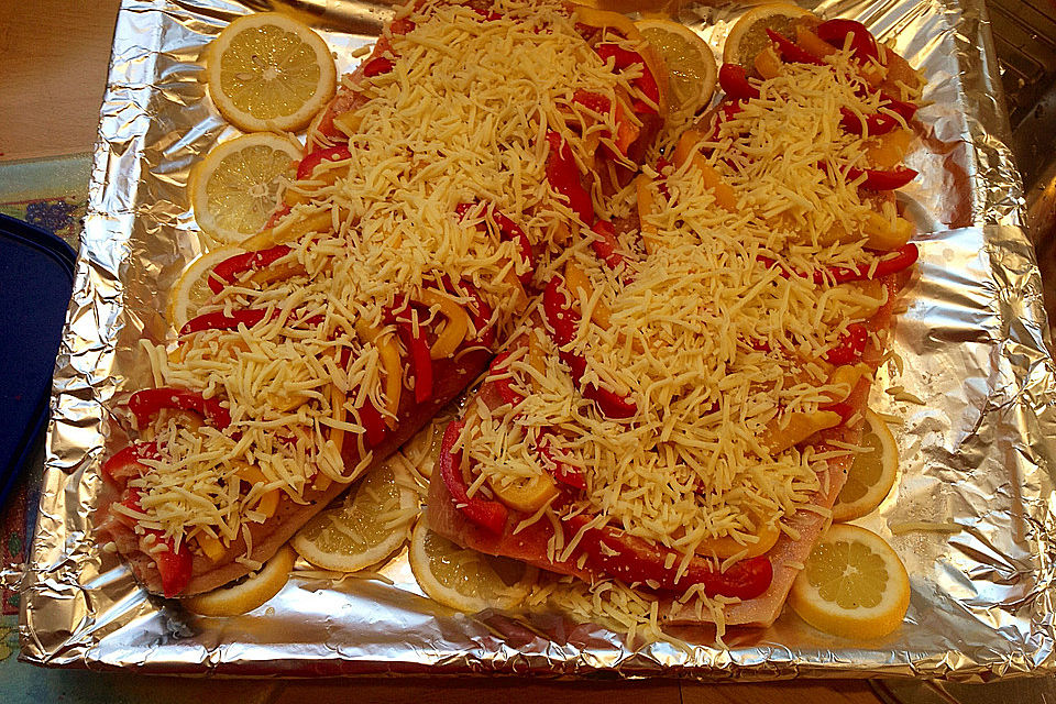 Lachsforellenfilet gebacken, mit Ofenkartoffeln