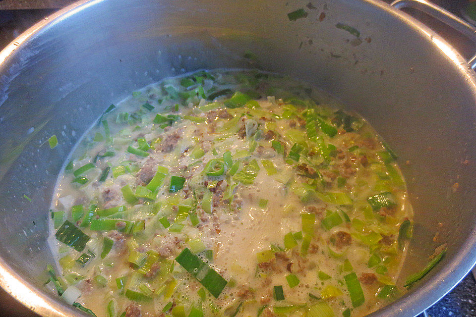 Hackfleisch - Käse - Lauchsuppe