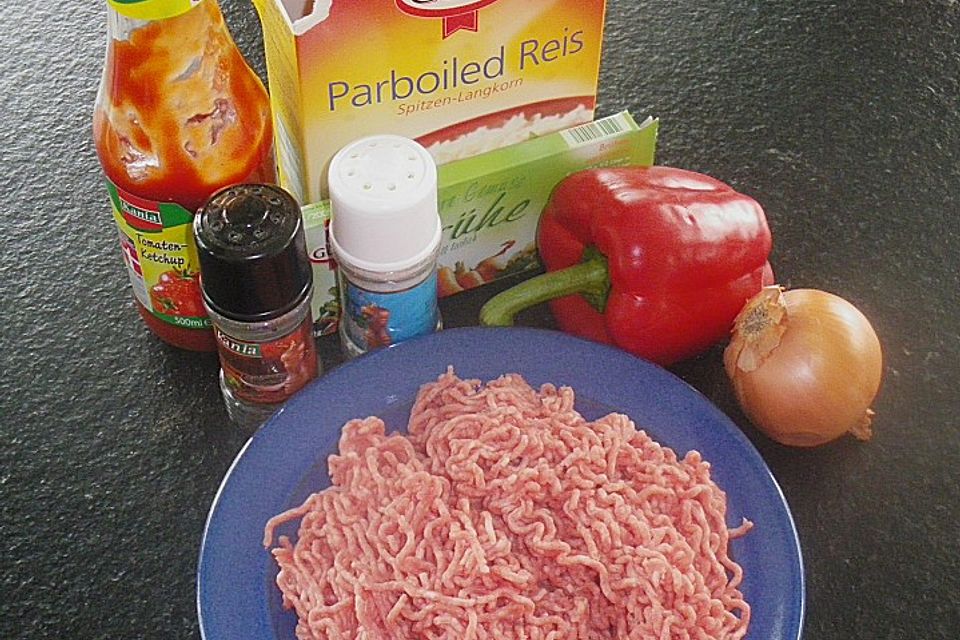 Paprika - Hack - Reis - Pfanne