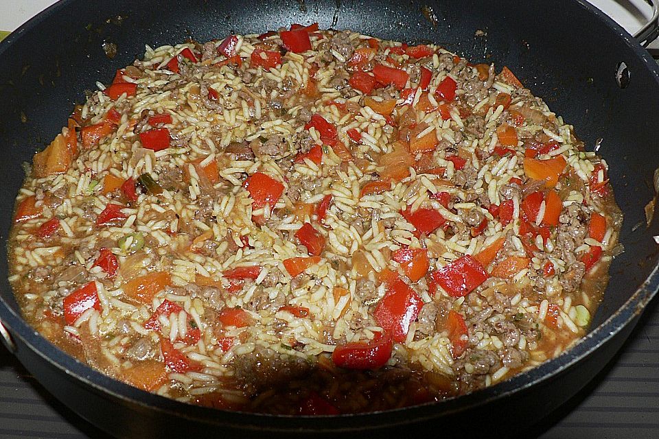 Paprika - Hack - Reis - Pfanne