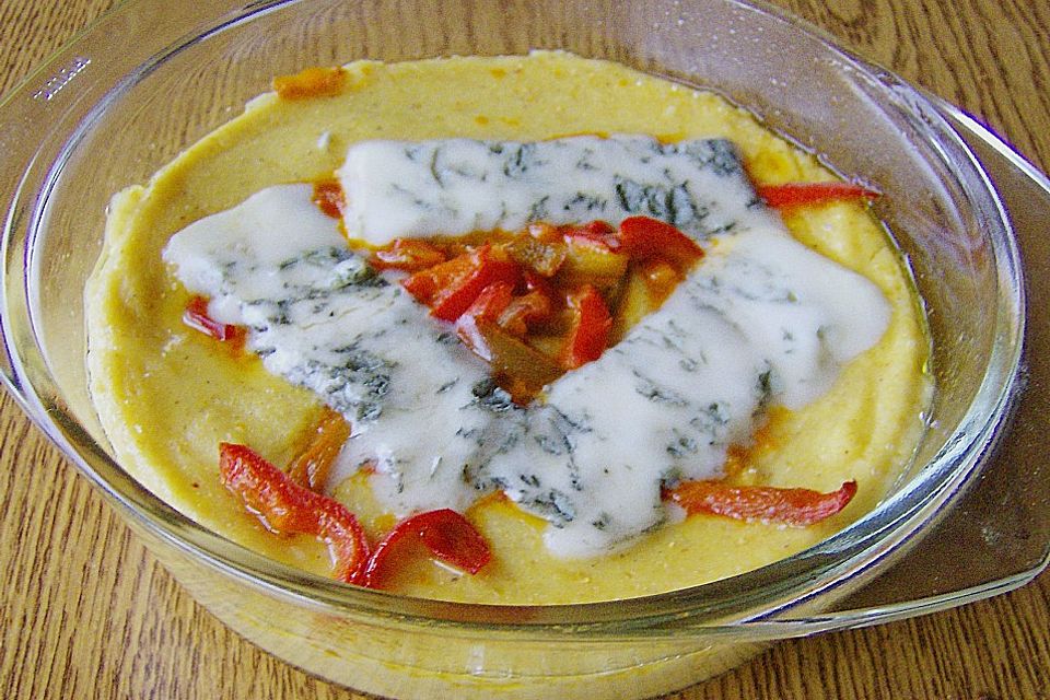 Paprika - Polenta mit Gorgonzola