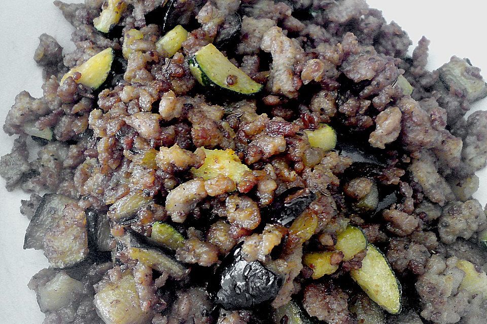 Aubergine - Zucchini - Hackpfanne