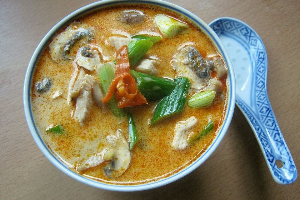 Thailändische Kokossuppe mit Huhn