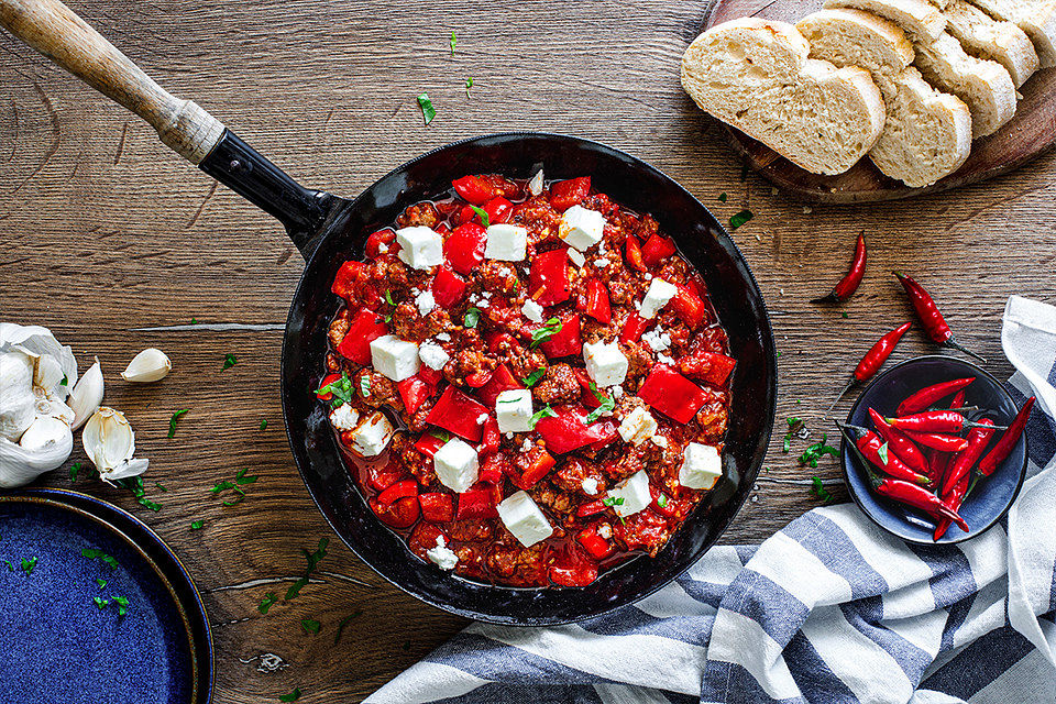 Paprika-Hackpfanne griechische Art